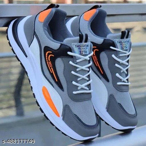 Grey Sports Running Shoes | Lightweight Walking & Training Sneakers