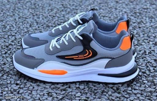 Grey Sports Running Shoes | Lightweight Walking & Training Sneakers