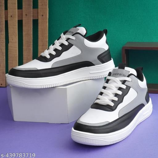 Casual Colorblock Sneakers | Black & White Street Style Shoes