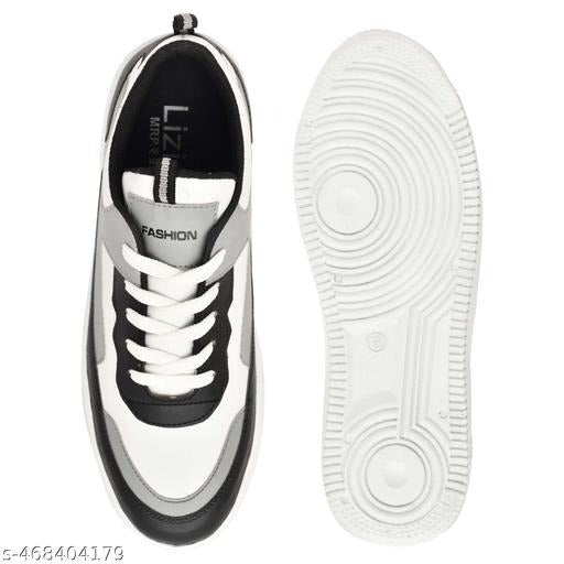 Casual Colorblock Sneakers | Black White Grey Street Style Shoes