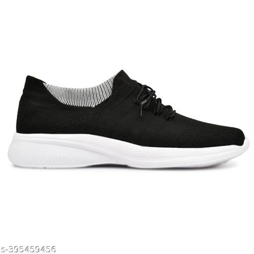 Black Knit Running Shoes | Lightweight Breathable Walking & Gym Sneakers