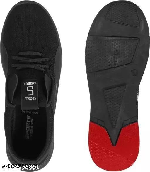 Black Sport Fashion Sneakers | Lightweight Running, Gym & Casual Shoes
