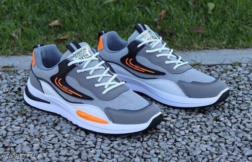 Grey Sports Running Shoes | Lightweight Walking & Training Sneakers