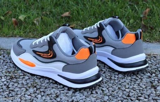 Grey Sports Running Shoes | Lightweight Walking & Training Sneakers